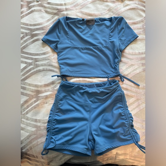Oh Polly Tops - Bo & Tee Blue Ambition Workout Short Set